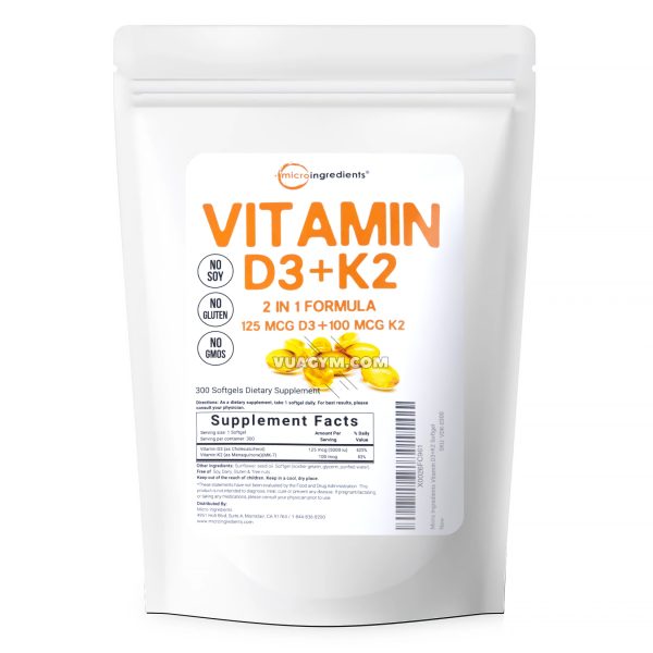 Ảnh sản phẩm Micro Ingredients - Vitamin D3 + K2 (300 viên)